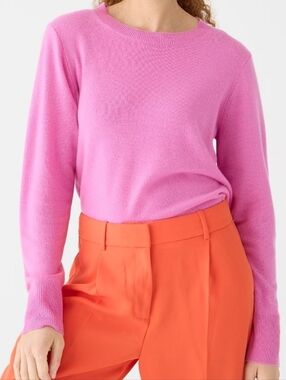 J Crew Merino Wool Bright Pink Crewneck Sweater Xxs